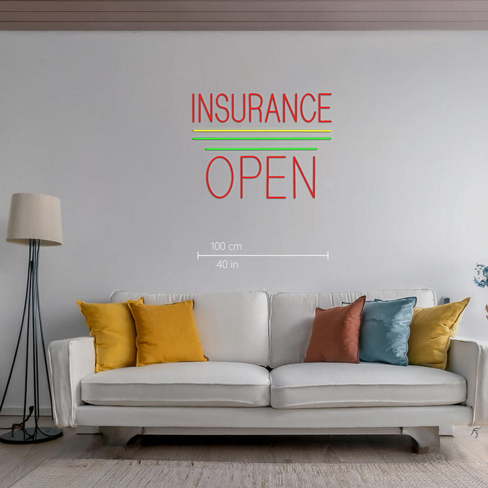 Red Insurance Open Block Yellow Green Line Led Neon Signs