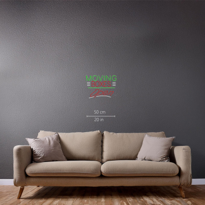 Red Moving Boxes Block Green Line With Open Led Neon Signs