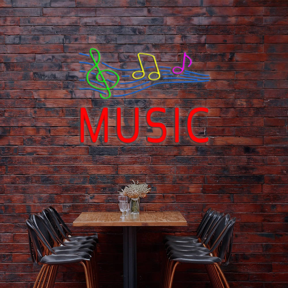 Red Music With Musical Notes Handmade Art Neon Sign Home Decor