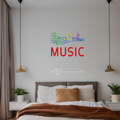 Red Music With Musical Notes Handmade Art Neon Sign Home Decor