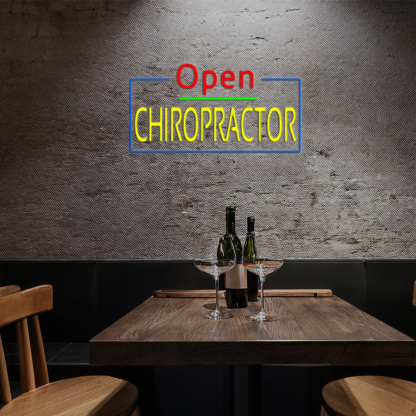 Red Open Yellow Chiropractor Blue Border Led Neon Signs
