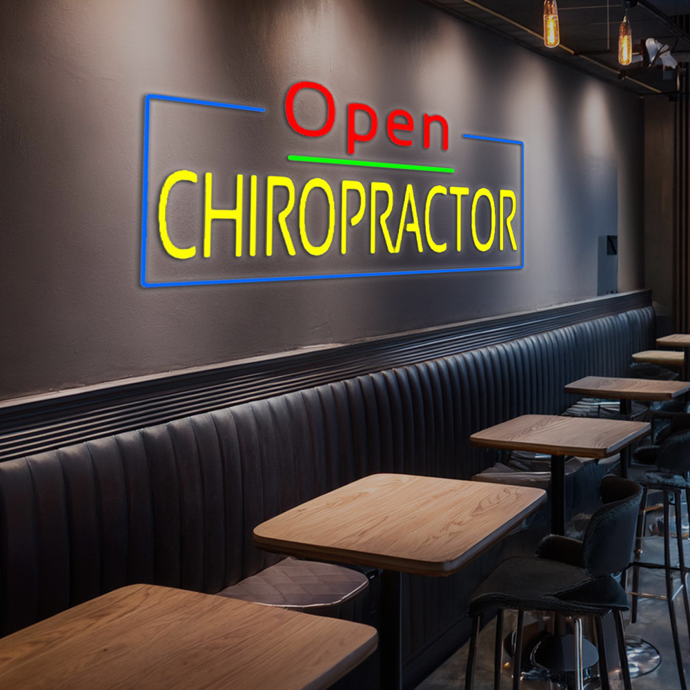 Red Open Yellow Chiropractor Blue Border Led Neon Signs