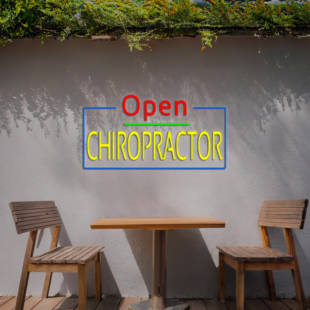 Red Open Yellow Chiropractor Blue Border Led Neon Signs