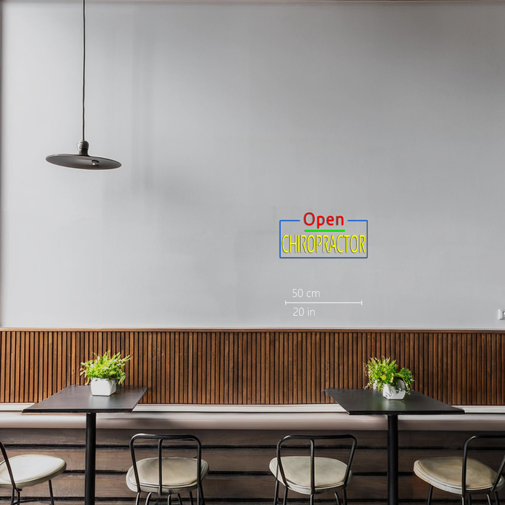 Red Open Yellow Chiropractor Blue Border Led Neon Signs