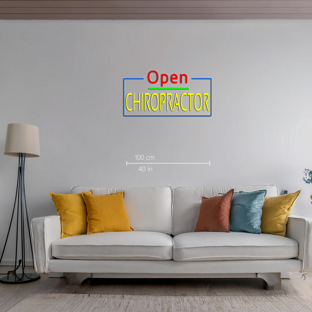 Red Open Yellow Chiropractor Blue Border Led Neon Signs