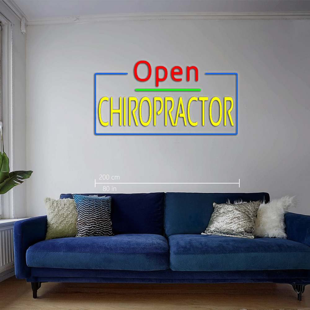 Red Open Yellow Chiropractor Blue Border Led Neon Signs