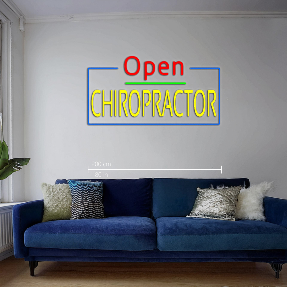Red Open Yellow Chiropractor Blue Border Led Neon Signs