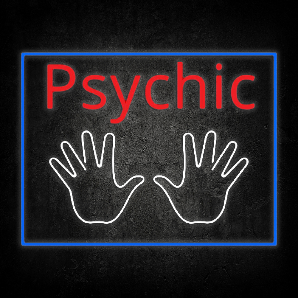 Red Psychic White Palms And Blue Border Led Neon Signs