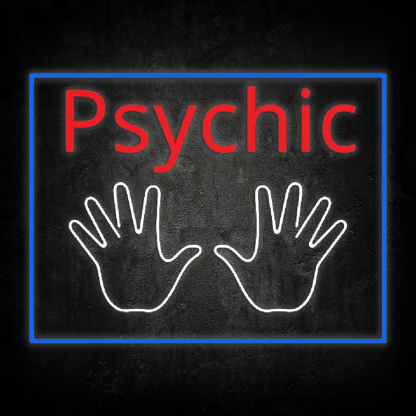 Red Psychic White Palms And Blue Border Led Neon Signs