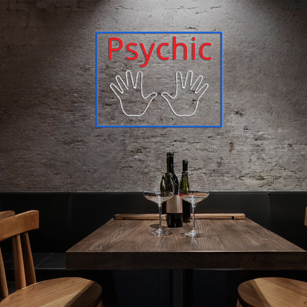 Red Psychic White Palms And Blue Border Led Neon Signs