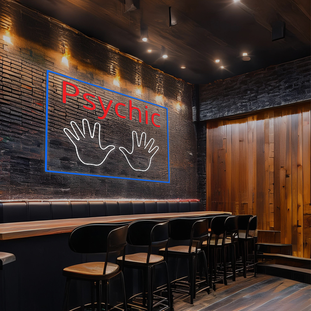 Red Psychic White Palms And Blue Border Led Neon Signs