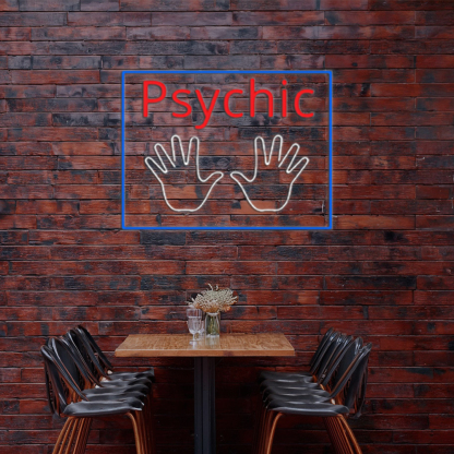 Red Psychic White Palms And Blue Border Led Neon Signs
