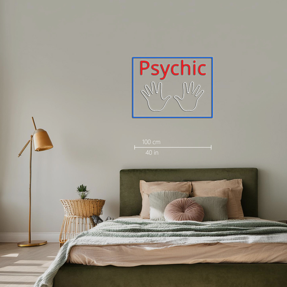 Red Psychic White Palms And Blue Border Led Neon Signs