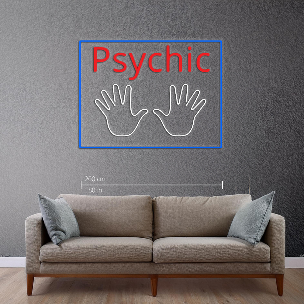 Red Psychic White Palms And Blue Border Led Neon Signs