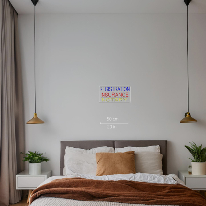 Registration Insurance Notary White Border And Lines Led Neon Signs