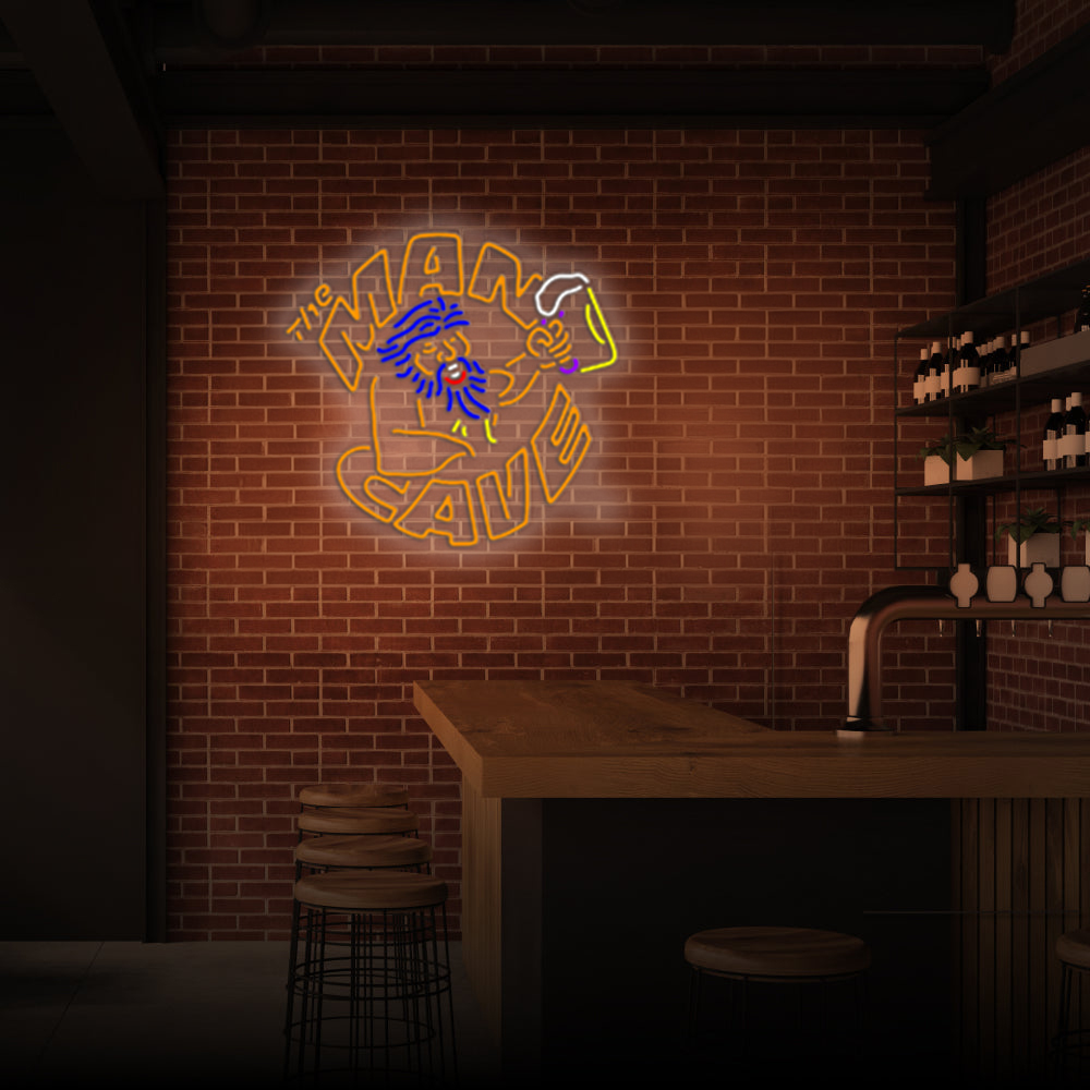 Retro Man Beer Glass Man Cave Handmade Art Neon Sign Home Decor