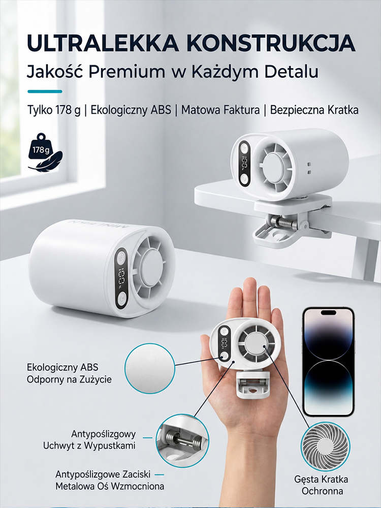 Mini klimatyzator AI chłodzi do 16°C w 3 sekundy, teraz 30% taniej!    Bateria 10000 mAh, do 48h pracy!