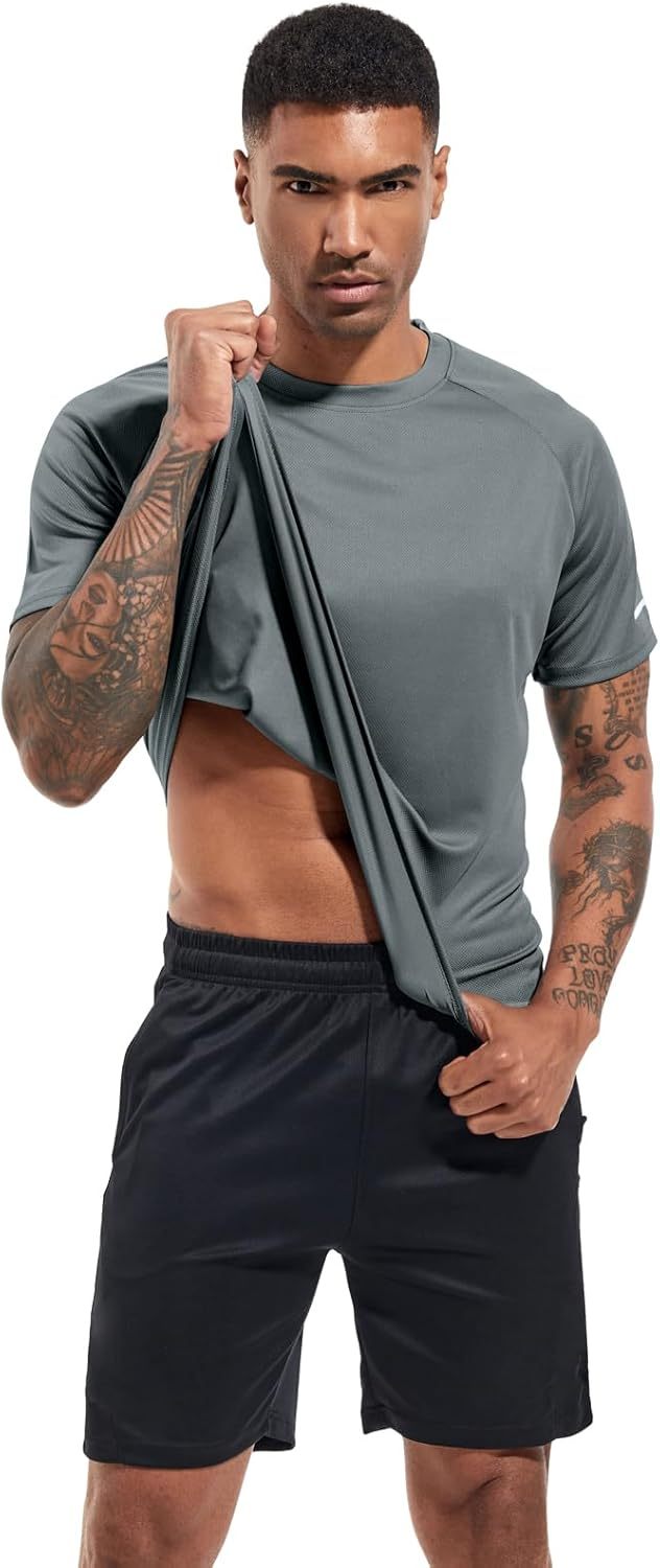 1 or 3 Pack Men's Workout Running Shirts, Dry Fit Moisture Wicking T-Shirts, Sports Gym Athletic Short Sleeve Shirts