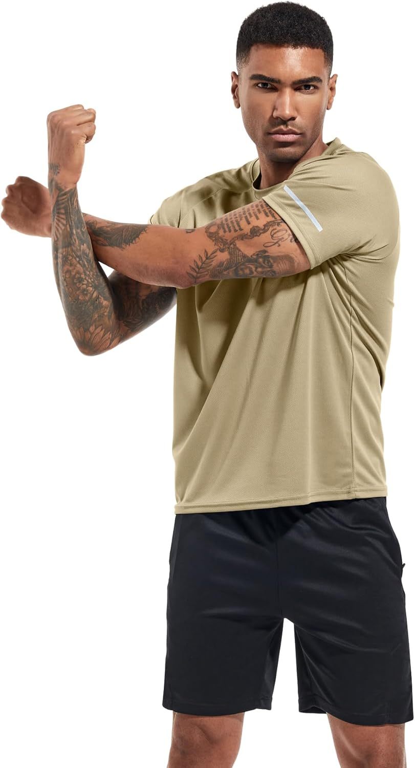 1 or 3 Pack Men's Workout Running Shirts, Dry Fit Moisture Wicking T-Shirts, Sports Gym Athletic Short Sleeve Shirts