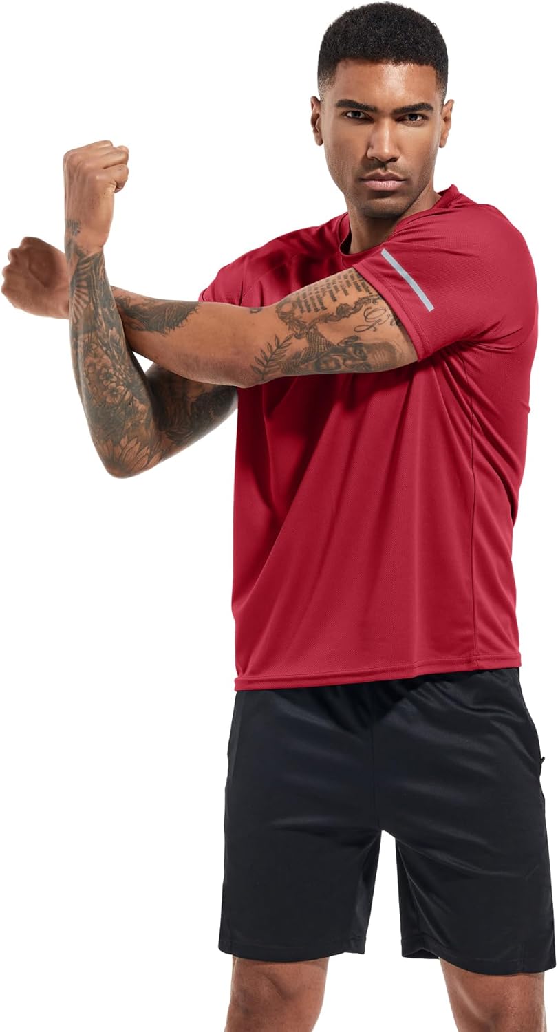 1 or 3 Pack Men's Workout Running Shirts, Dry Fit Moisture Wicking T-Shirts, Sports Gym Athletic Short Sleeve Shirts