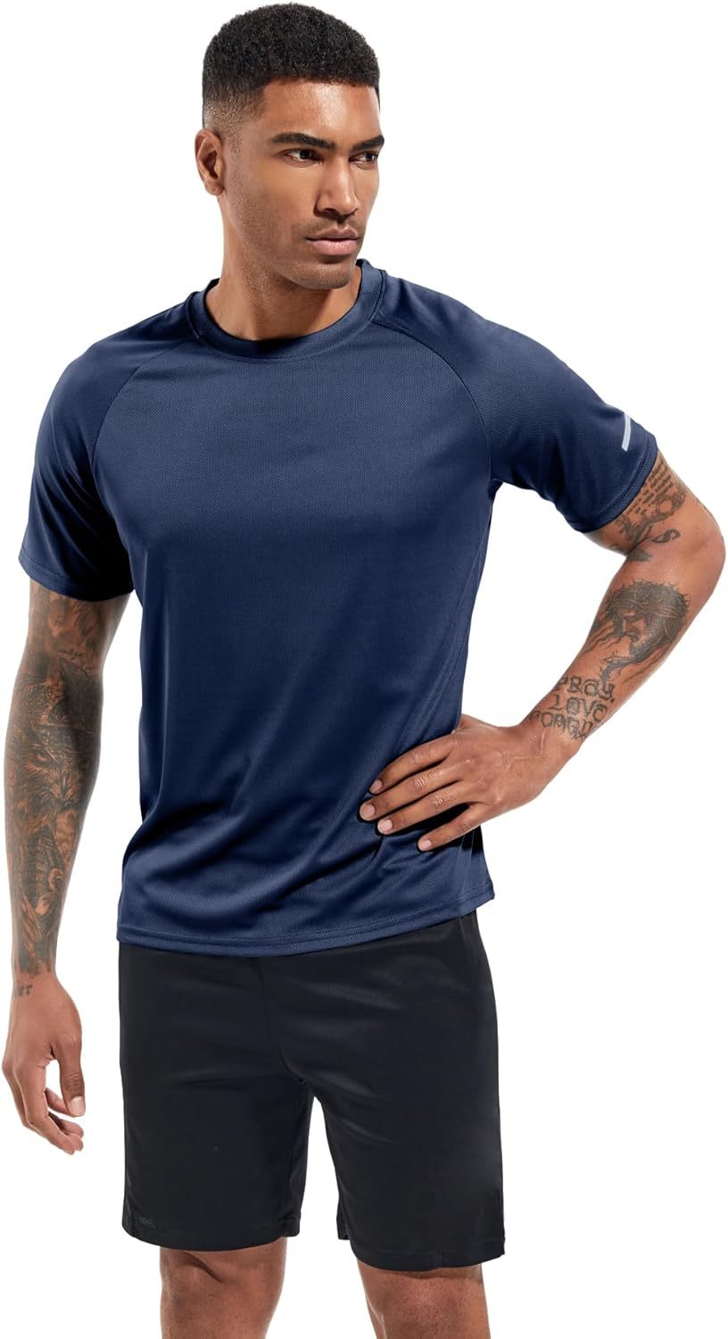 1 or 3 Pack Men's Workout Running Shirts, Dry Fit Moisture Wicking T-Shirts, Sports Gym Athletic Short Sleeve Shirts