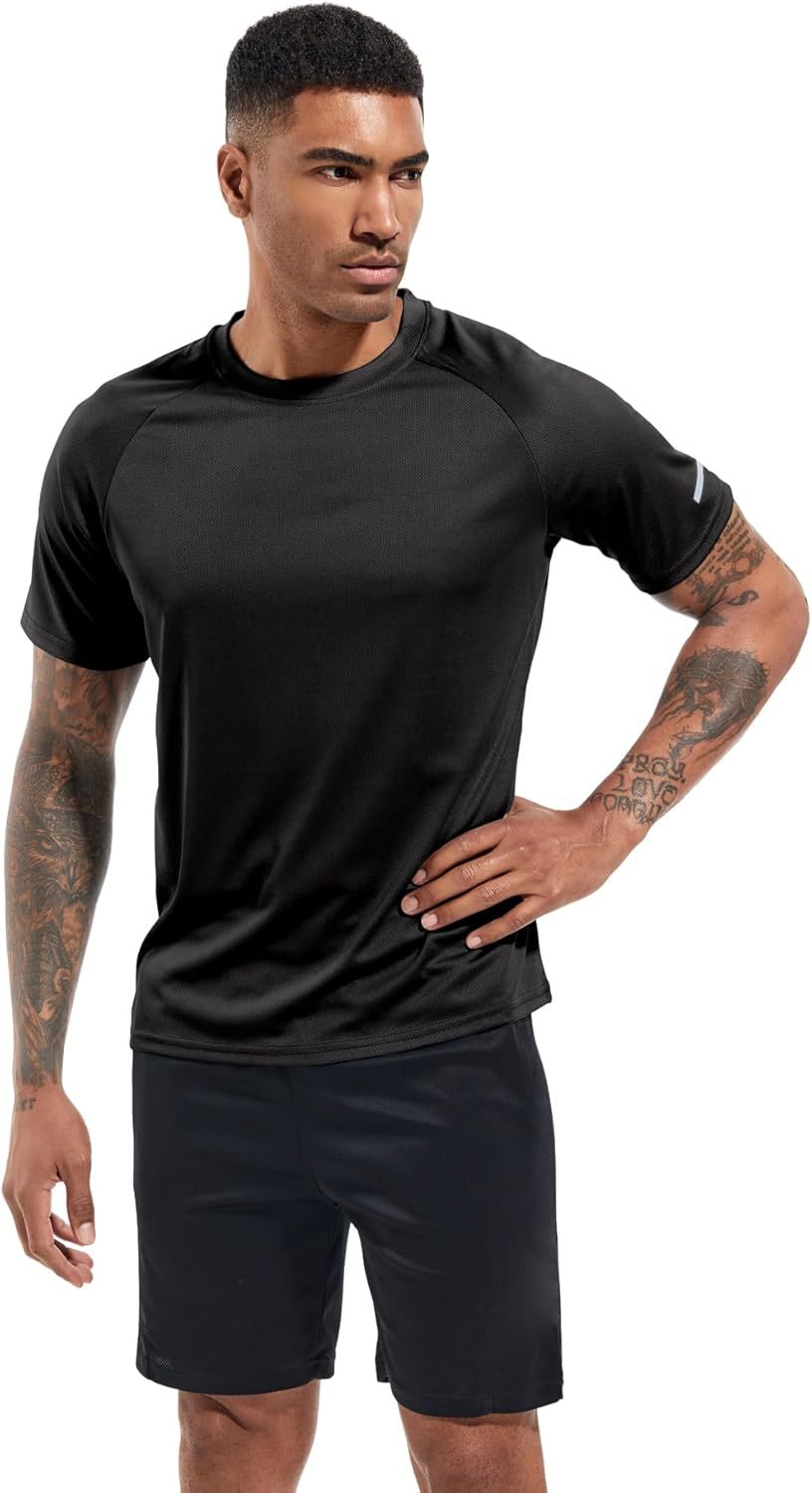 1 or 3 Pack Men's Workout Running Shirts, Dry Fit Moisture Wicking T-Shirts, Sports Gym Athletic Short Sleeve Shirts