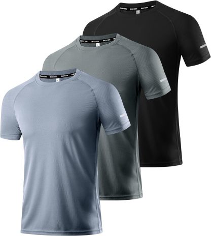 1 or 3 Pack Men's Workout Running Shirts, Dry Fit Moisture Wicking T-Shirts, Sports Gym Athletic Short Sleeve Shirts