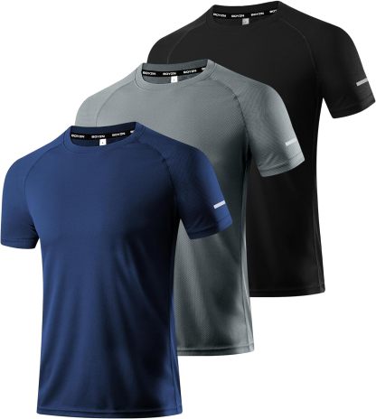 1 or 3 Pack Men's Workout Running Shirts, Dry Fit Moisture Wicking T-Shirts, Sports Gym Athletic Short Sleeve Shirts