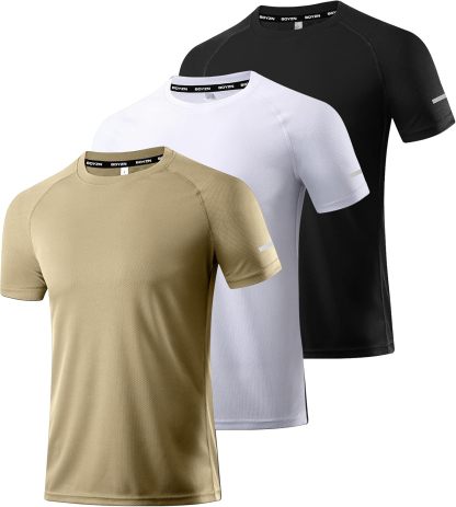 1 or 3 Pack Men's Workout Running Shirts, Dry Fit Moisture Wicking T-Shirts, Sports Gym Athletic Short Sleeve Shirts