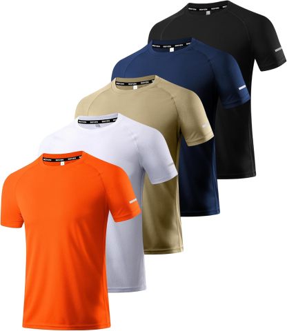 1 or 3 Pack Men's Workout Running Shirts, Dry Fit Moisture Wicking T-Shirts, Sports Gym Athletic Short Sleeve Shirts
