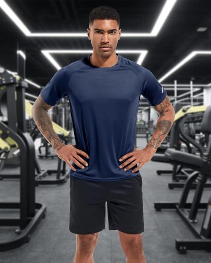 1 or 3 Pack Men's Workout Running Shirts, Dry Fit Moisture Wicking T-Shirts, Sports Gym Athletic Short Sleeve Shirts