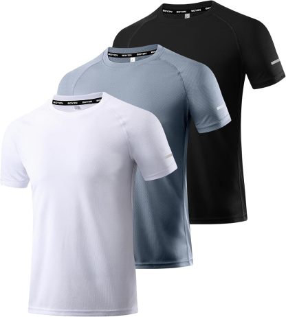 1 or 3 Pack Men's Workout Running Shirts, Dry Fit Moisture Wicking T-Shirts, Sports Gym Athletic Short Sleeve Shirts