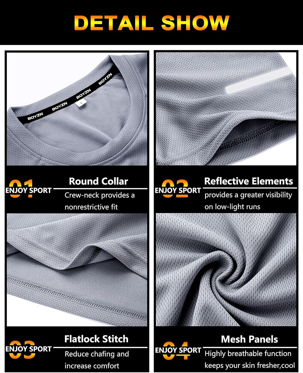 1 or 3 Pack Men's Workout Running Shirts, Dry Fit Moisture Wicking T-Shirts, Sports Gym Athletic Short Sleeve Shirts