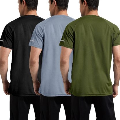 1 or 3 Pack Men's Workout Running Shirts, Dry Fit Moisture Wicking T-Shirts, Sports Gym Athletic Short Sleeve Shirts