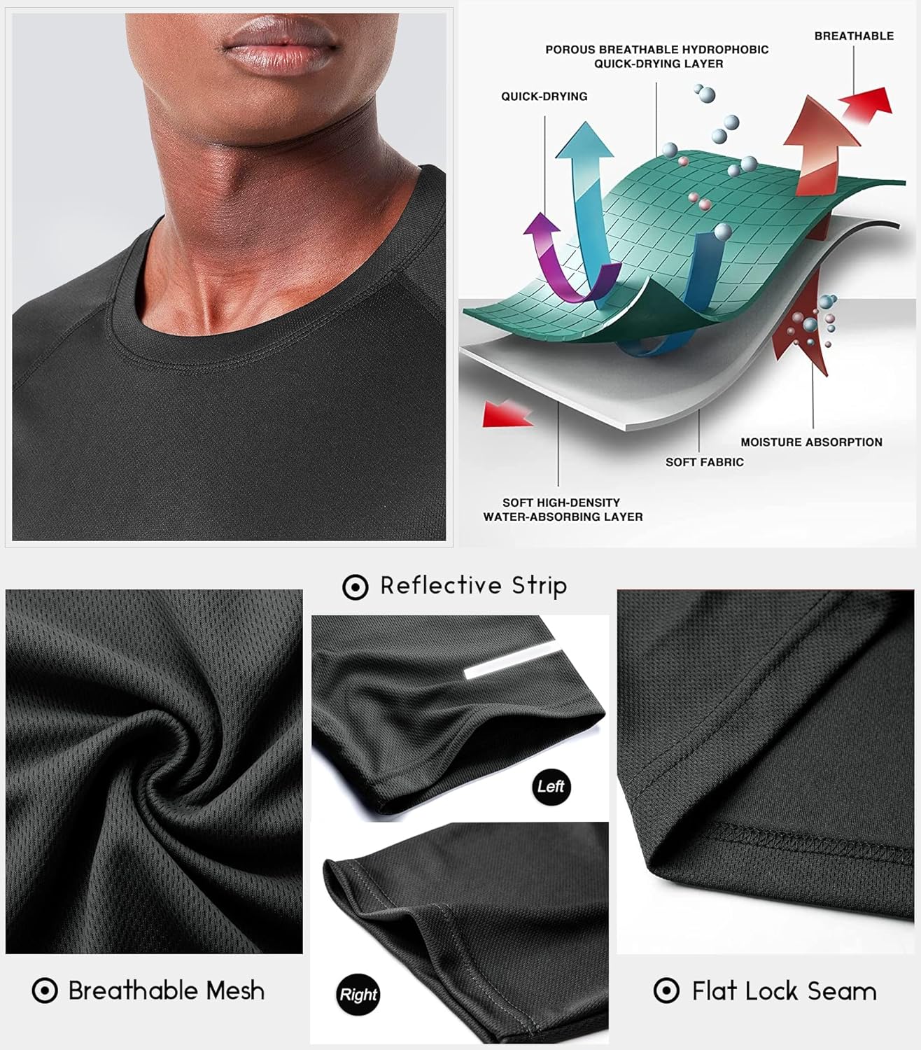 1 or 3 Pack Men's Workout Running Shirts, Dry Fit Moisture Wicking T-Shirts, Sports Gym Athletic Short Sleeve Shirts