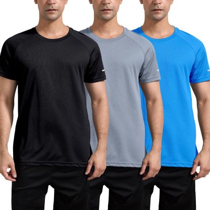 1 or 3 Pack Men's Workout Running Shirts, Dry Fit Moisture Wicking T-Shirts, Sports Gym Athletic Short Sleeve Shirts