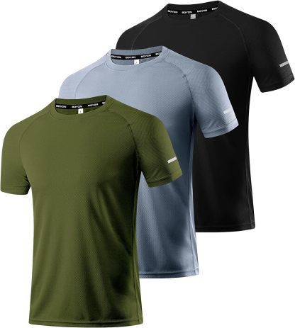 1 or 3 Pack Men's Workout Running Shirts, Dry Fit Moisture Wicking T-Shirts, Sports Gym Athletic Short Sleeve Shirts