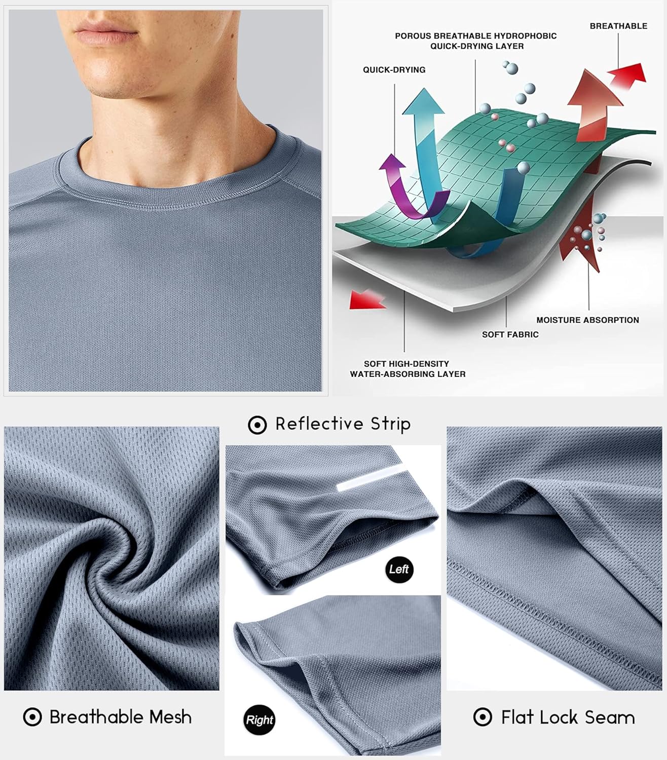 1 or 3 Pack Men's Workout Running Shirts, Dry Fit Moisture Wicking T-Shirts, Sports Gym Athletic Short Sleeve Shirts