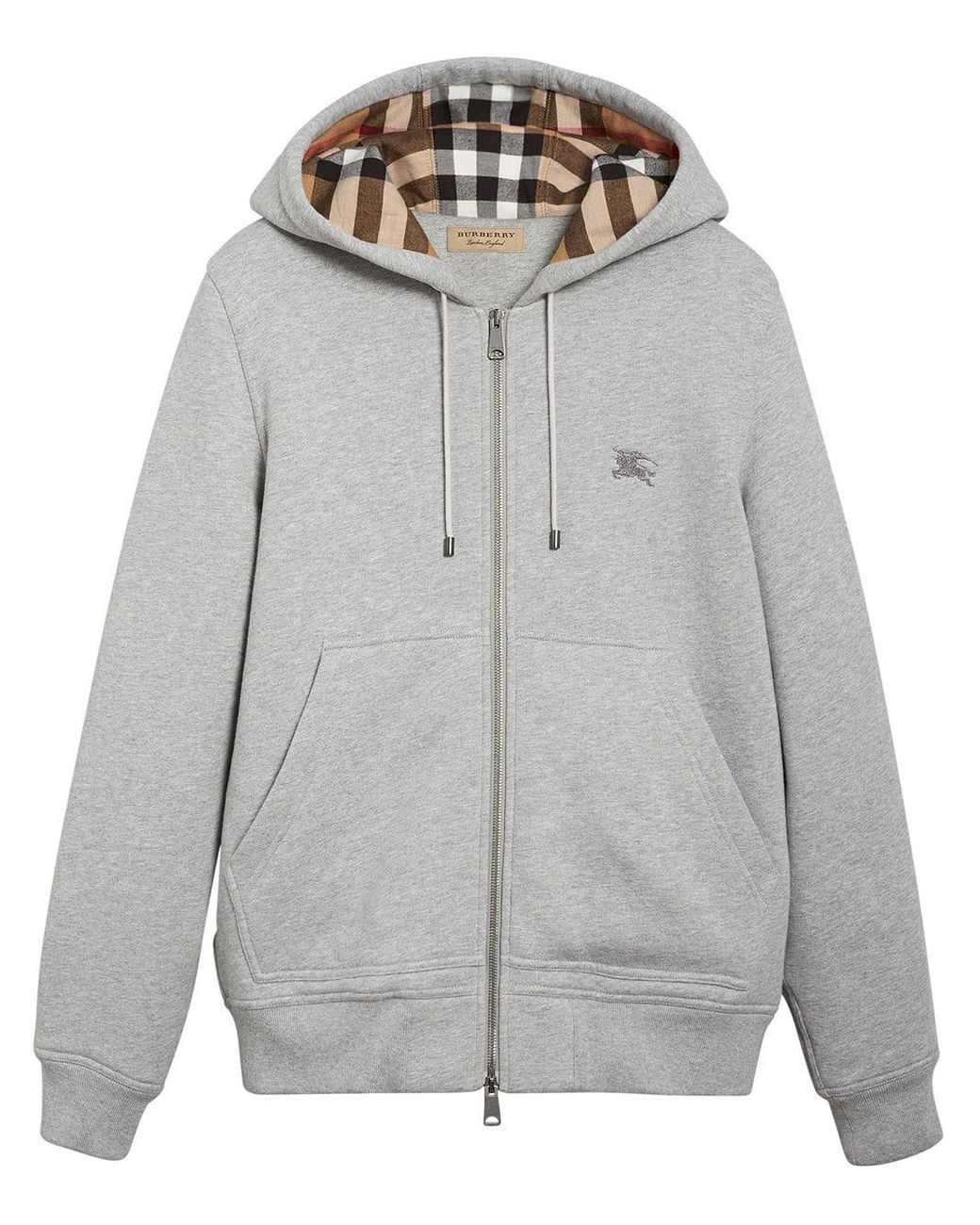 Checkered Hood Zip-Up Grey