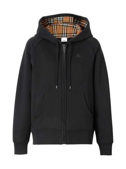 Checkered Hood Zip-Up Grey