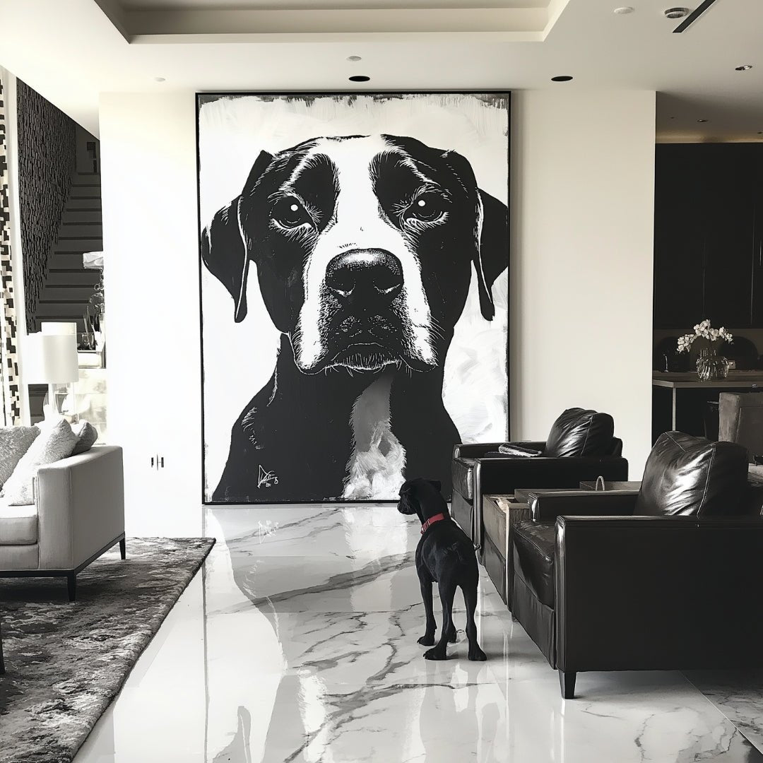 Custom Pet Portrait - Black & White Style - NIKOCANVAS