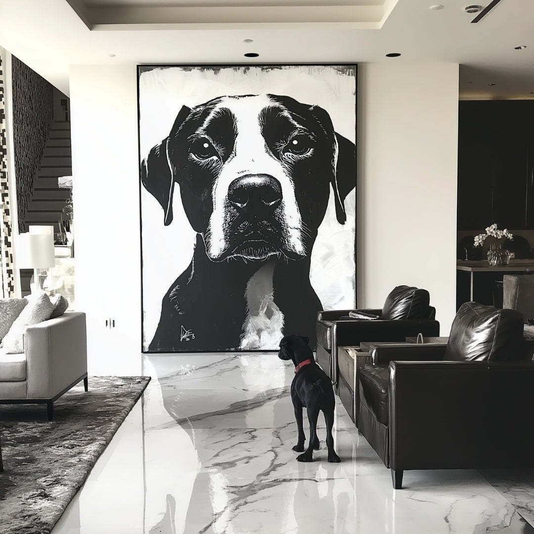 Custom Pet Portrait - Black & White Style - NIKOCANVAS