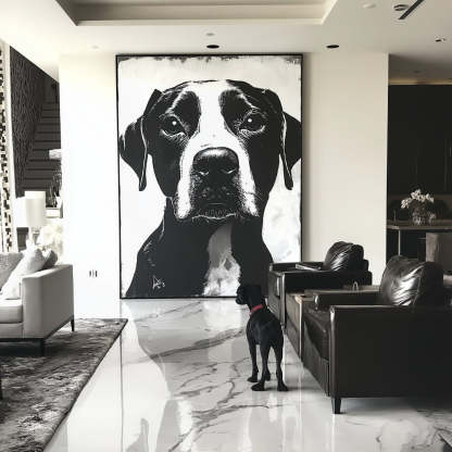 Custom Pet Portrait - Black & White Style - NIKOCANVAS