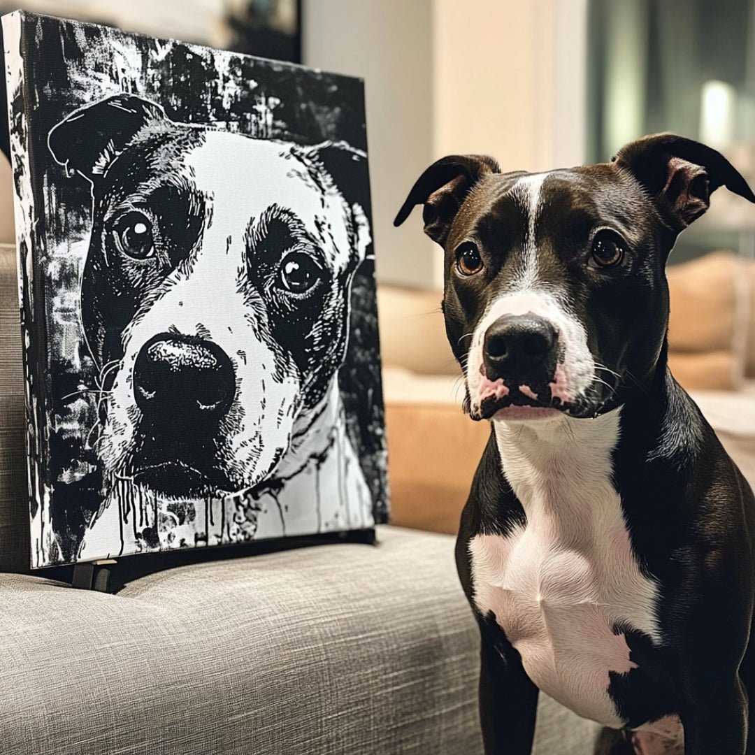 Custom Pet Portrait - Black & White Style - NIKOCANVAS