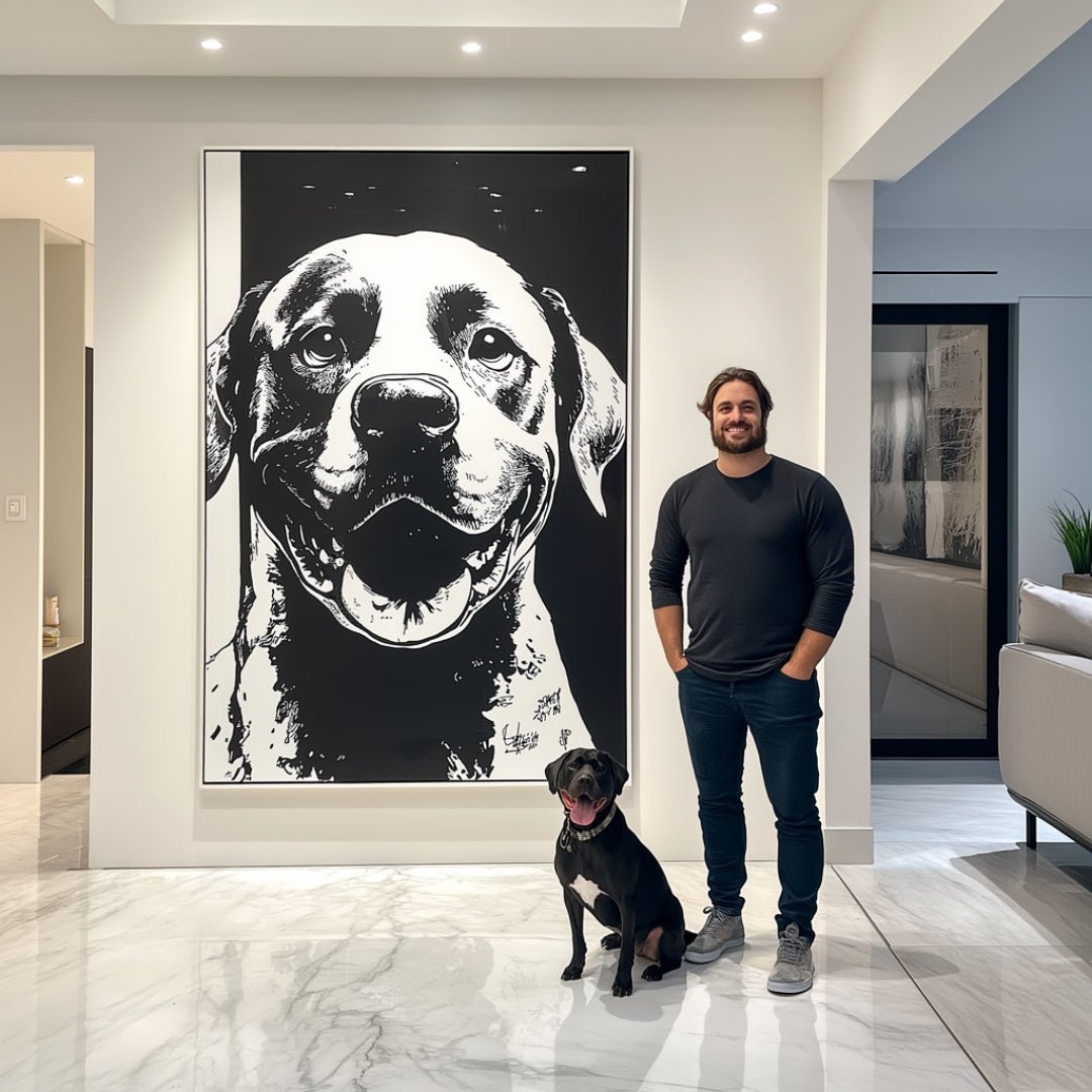 Custom Pet Portrait - Black & White Style - NIKOCANVAS