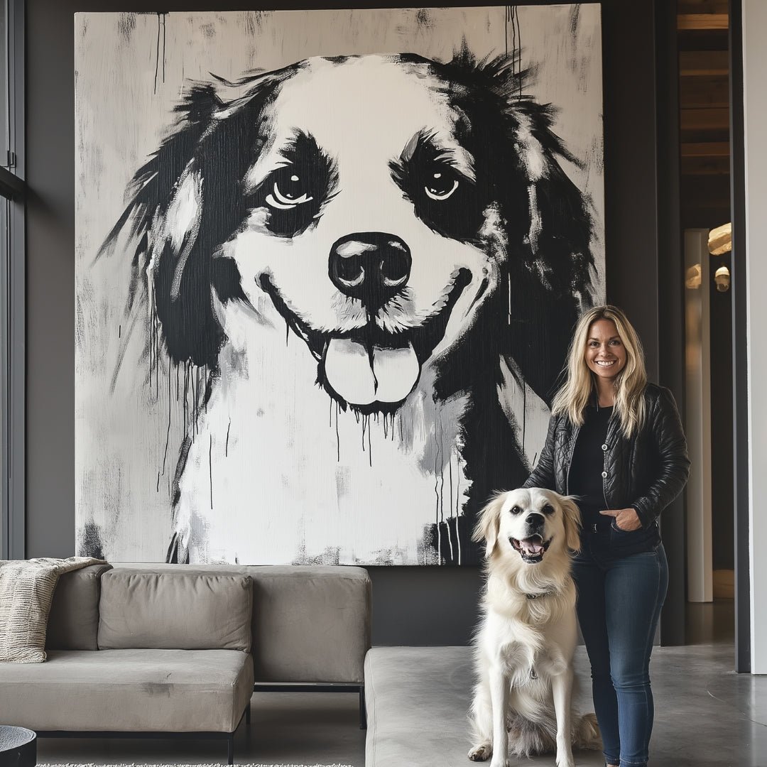 Custom Pet Portrait - Black & White Style - NIKOCANVAS