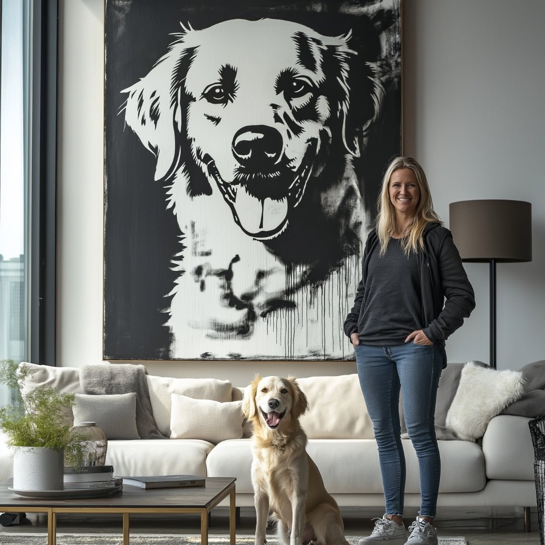 Custom Pet Portrait - Black & White Style - NIKOCANVAS