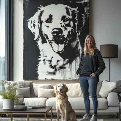 Custom Pet Portrait - Black & White Style - NIKOCANVAS