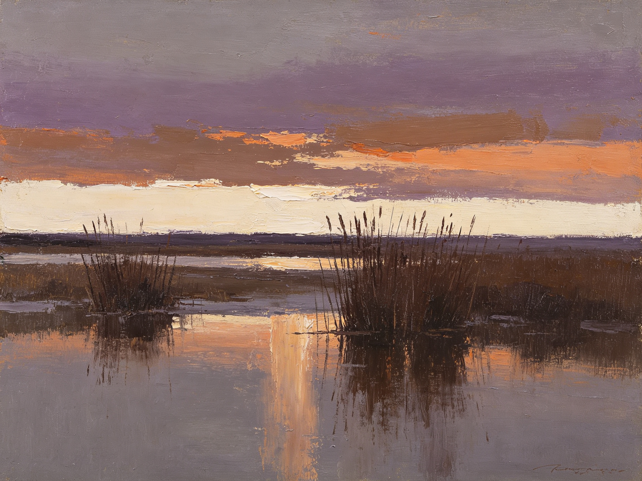 Abstract Marsh Landscape Wall Art | Violet Stillness
