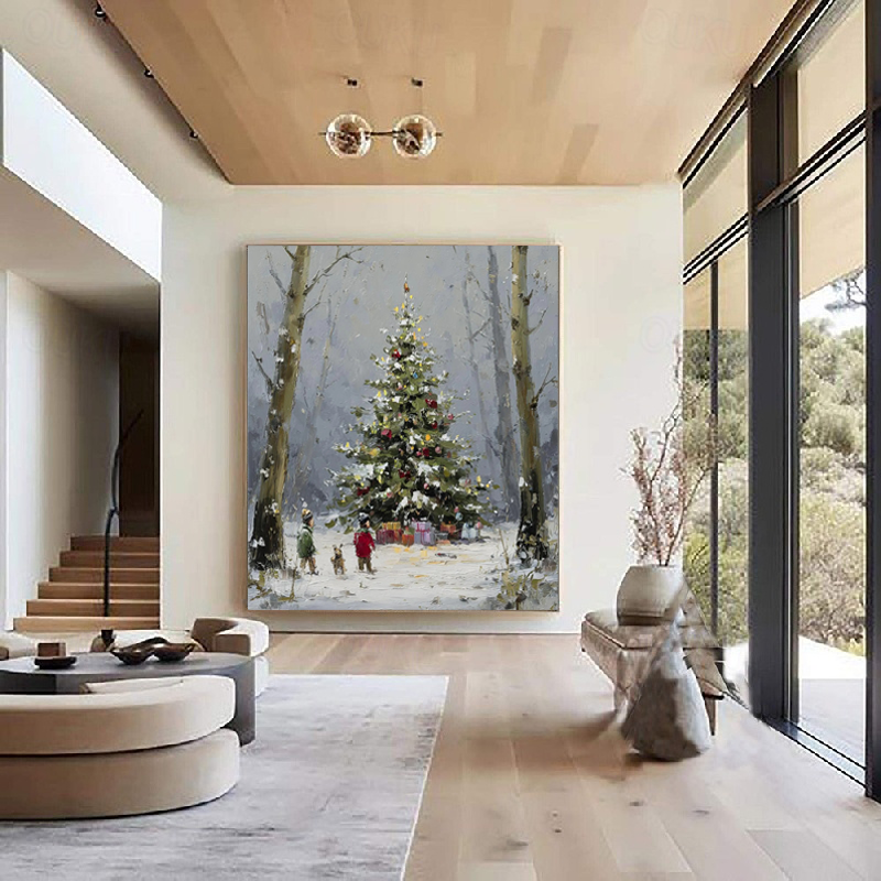 Winter Woodland Cheer – Hand-Painted Christmas Tree Landscape